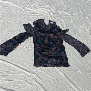 IRO Floral Ruffle Cold Shoulder Top